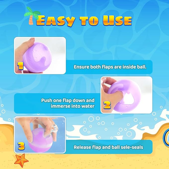 Reusable Water Balloons without Magnets, Silicone Refillable Water splash balls