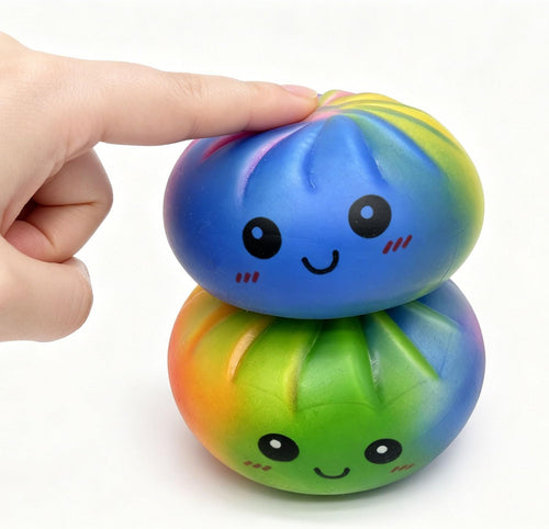 2 sets of colorful dumpling toys (with steamer box) - interesting squeeze dough stress-relieving balls