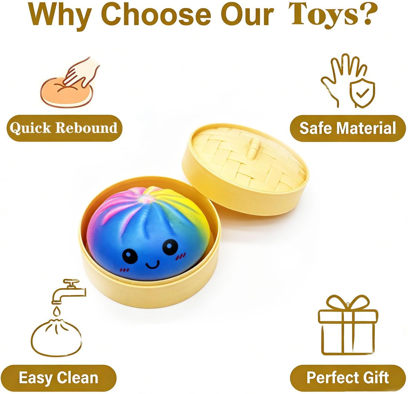 2 sets of colorful dumpling toys (with steamer box) - interesting squeeze dough stress-relieving balls