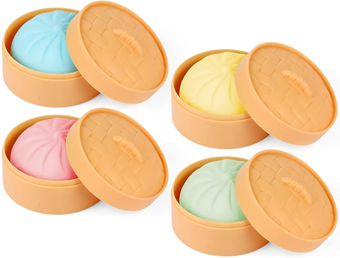 MEIEST 4-pack Colorful Dumpling Stress Relief Balls Sensory Toys