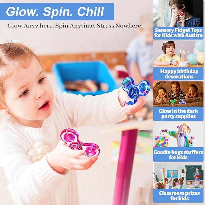 Fidget Spinner 2 Pack, Light up Sensory Fidget Toys