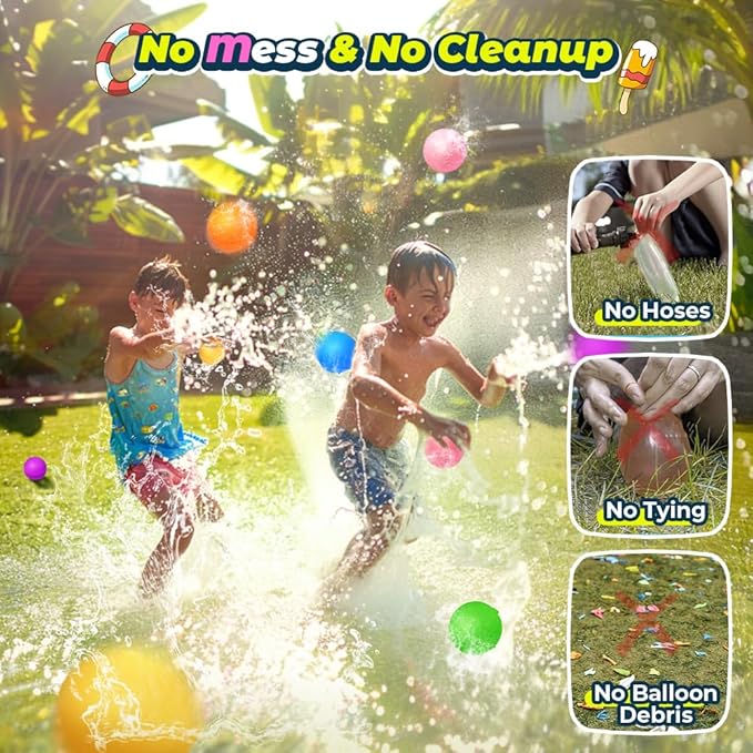 12Pcs Reusable Water Balloons, Pool Beach water Toys for Boys and Girls