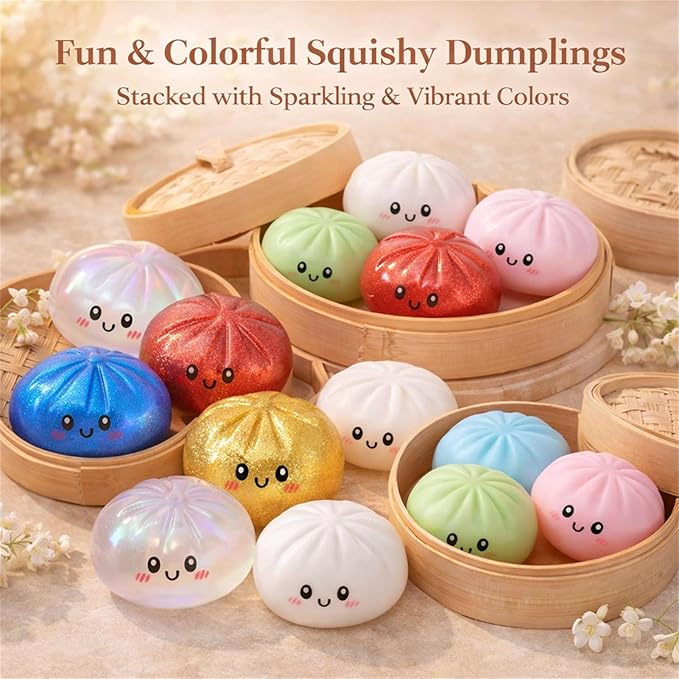 Glitter Dumpling, Glitter Dumpling Squishy with Box,