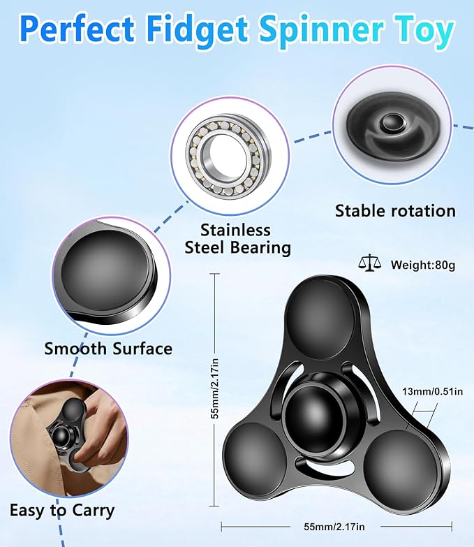 ATESSON Fidget Spinners Toy,Ultra Durable Stainless Steel Bearing High Speed