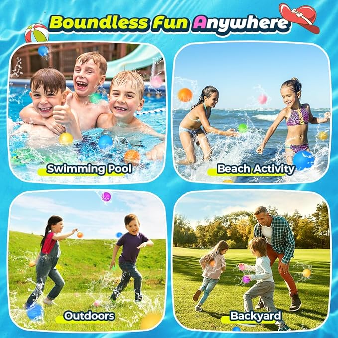 12Pcs Reusable Water Balloons, Pool Beach water Toys for Boys and Girls
