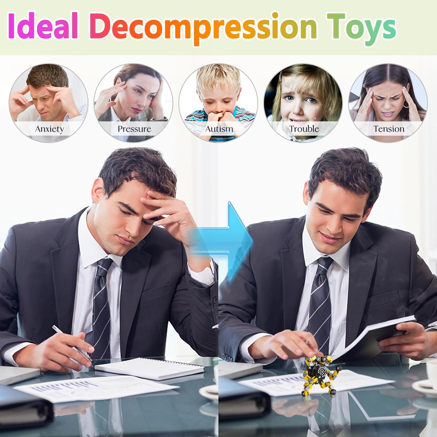 Goki Transformable Decompression Rotating Toy Set (4-piece) Suitable for children and adults