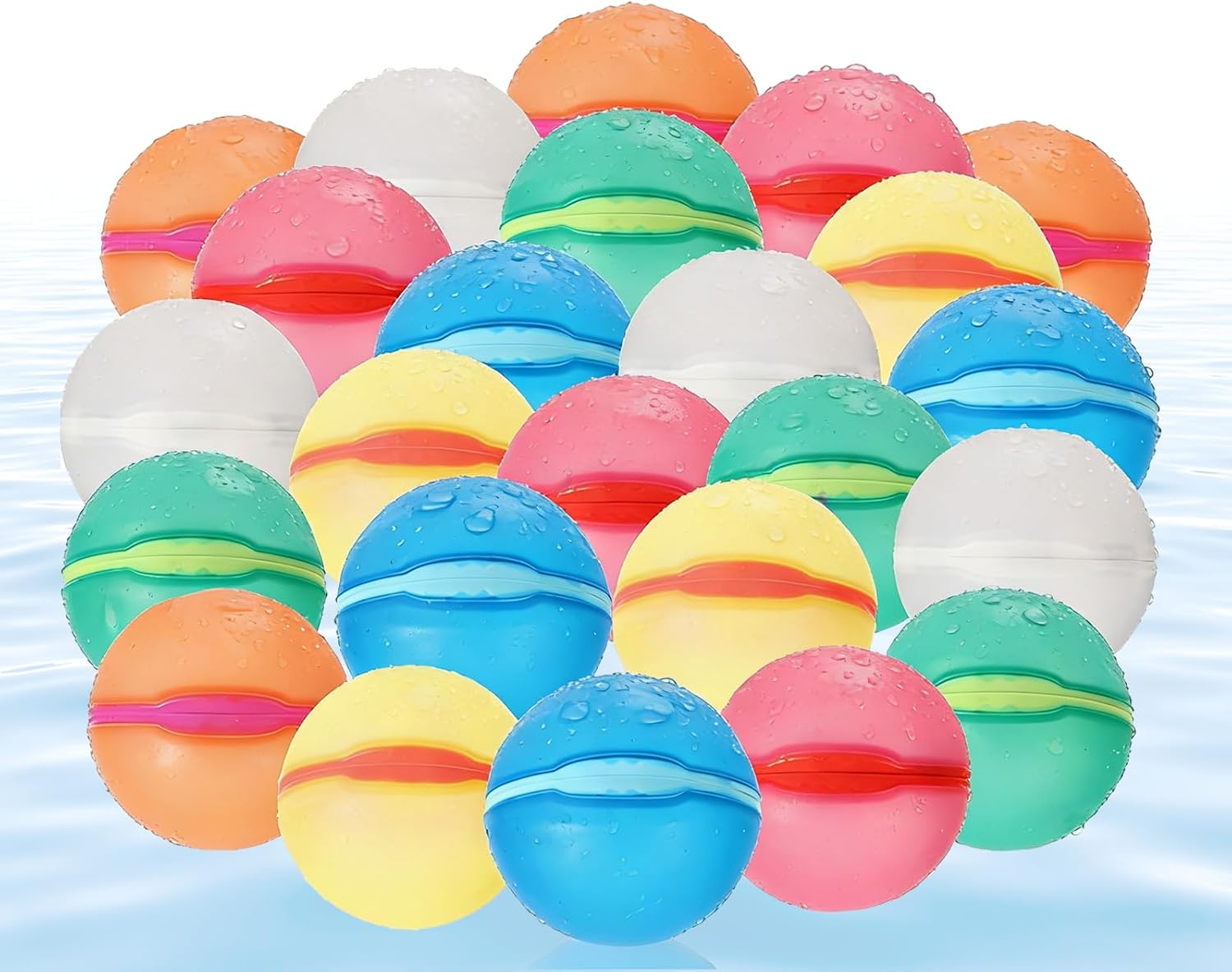 Reusable Water Balloons, 24 Pack Magnetic Refillable Water Balloons Quick Fill