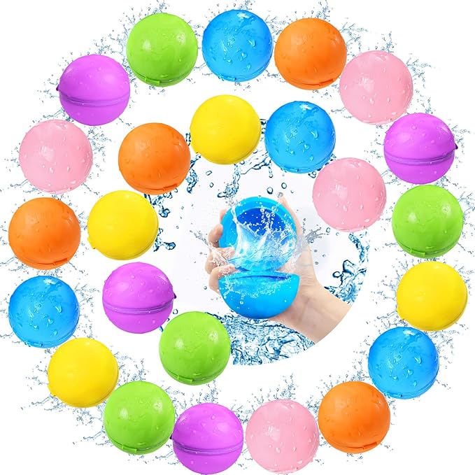 24Pcs Reusable Water Balloons, Summer Water Toys