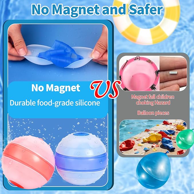 Reusable Water Balloons,Refillable Water Balloons Quick Fill