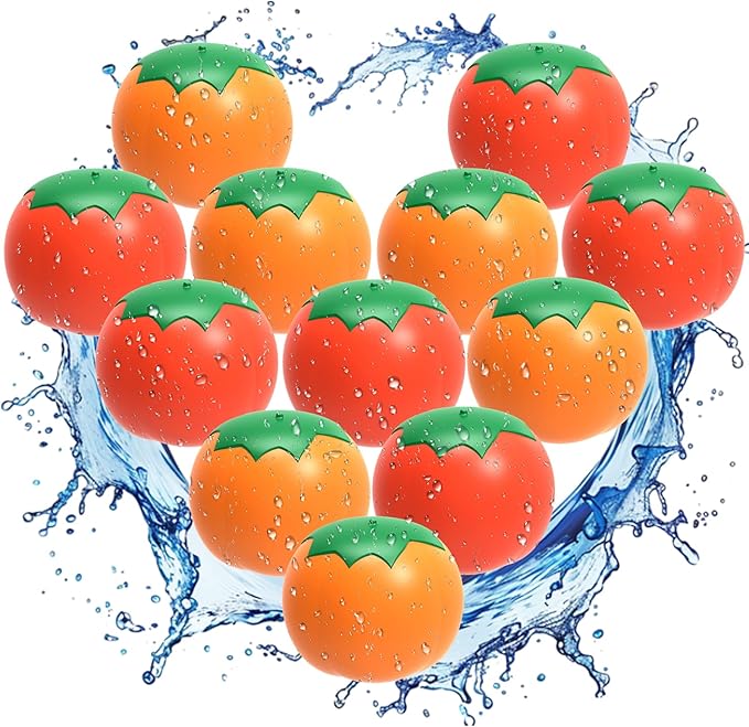 Reusable Water Balloons Refillable for Kids: Soft Tomatoes Material Self Sealing for Outdoor Activities