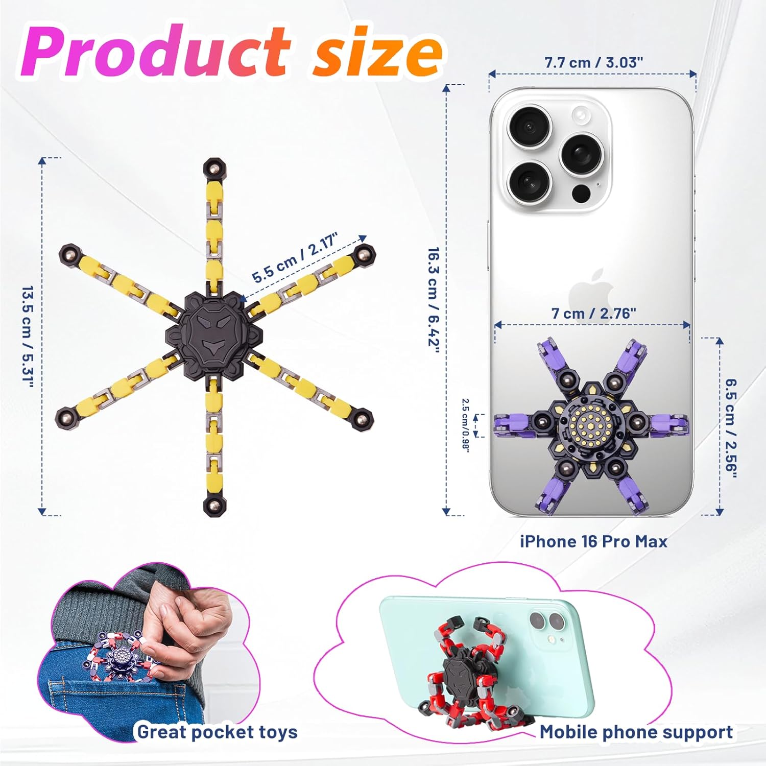 Goki Transformable Decompression Rotating Toy Set (4-piece) Suitable for children and adults