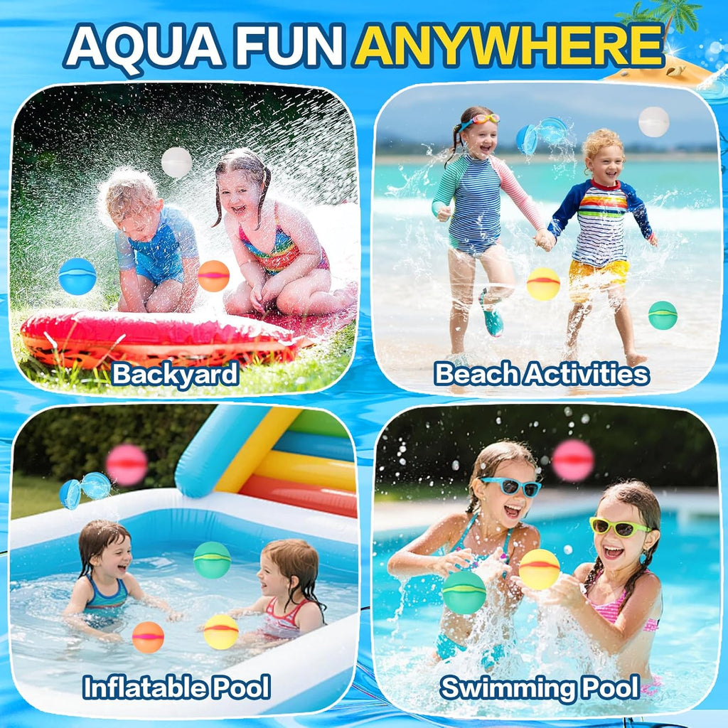 Reusable Water Balloons, 24 Pack Magnetic Refillable Water Balloons Quick Fill