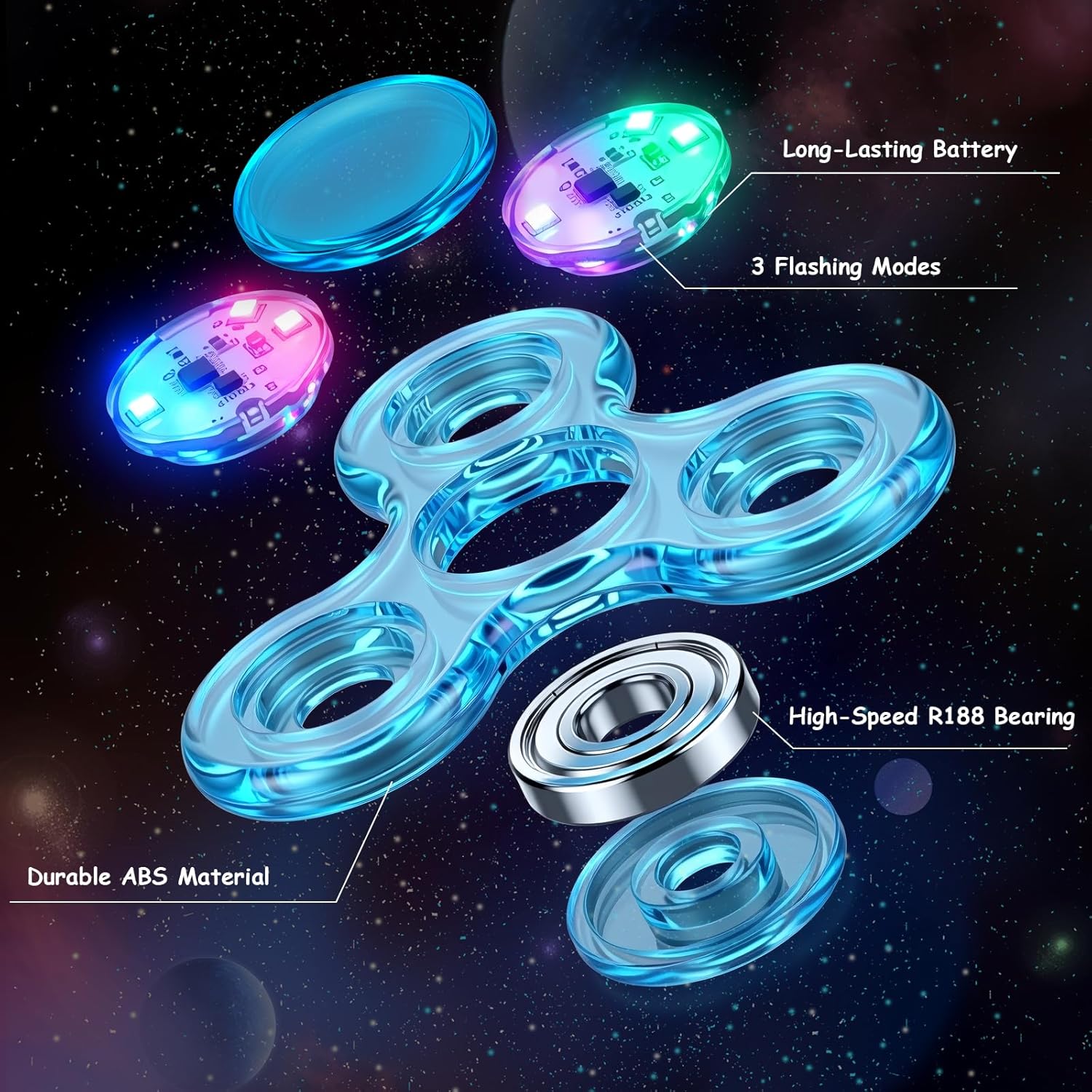 Figrol Fidget Toy Set (3-Pack), Light-Up Fidget Spinner Toys