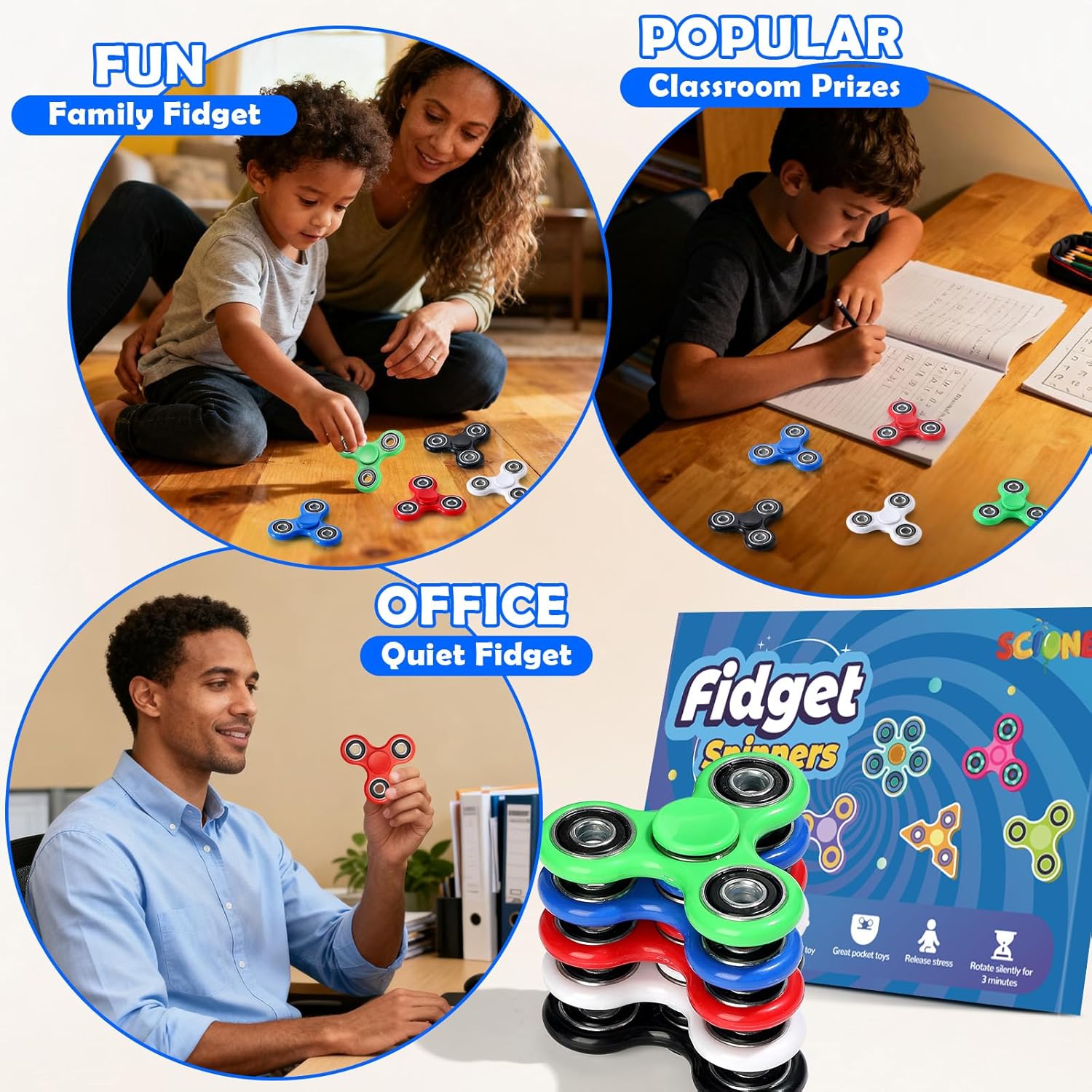 Theonie Finger Spinner Set 5 - Finger spinning toys suitable for both adults and children