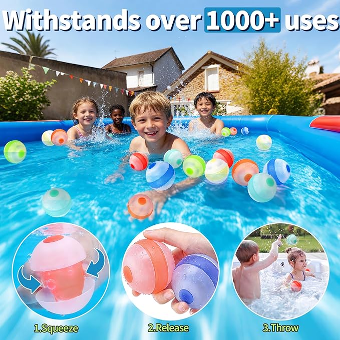 Reusable Water Balloons,Refillable Water Balloons Quick Fill
