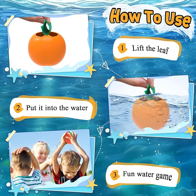 Reusable Water Balloons Refillable for Kids: Soft Tomatoes Material Self Sealing for Outdoor Activities