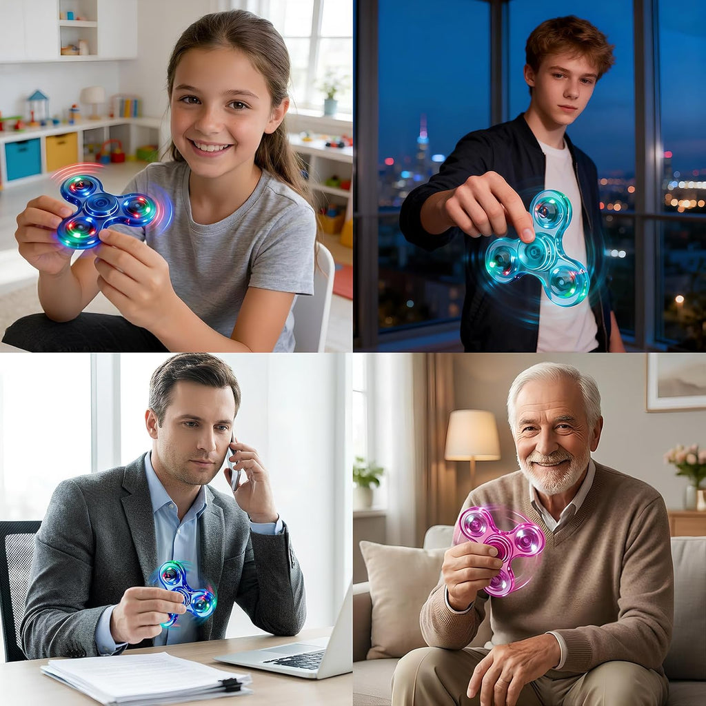 Figrol Fidget Toy Set (3-Pack), Light-Up Fidget Spinner Toys