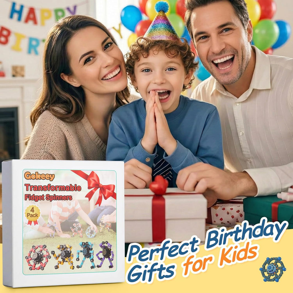 Goki Transformable Decompression Rotating Toy Set (4-piece) Suitable for children and adults