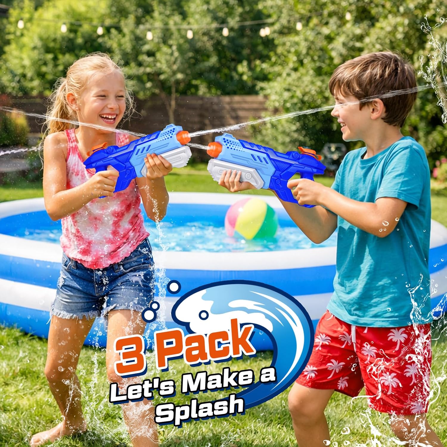 Kunik 3-piece children's and adult water gun - 600CC water toy gun