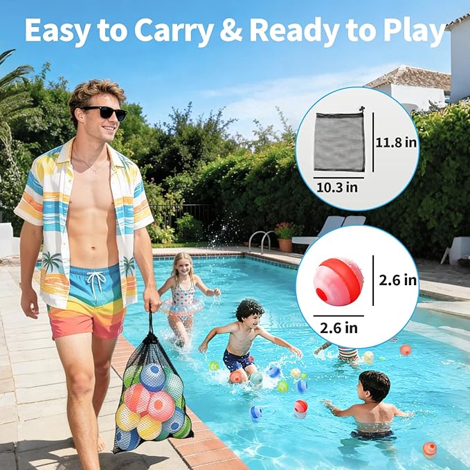 Reusable Water Balloons,Refillable Water Balloons Quick Fill
