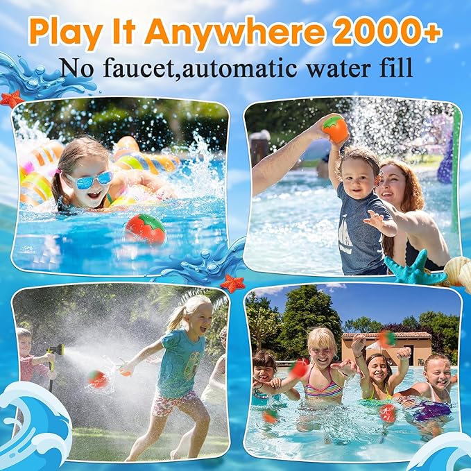 Reusable Water Balloons Refillable for Kids: Soft Tomatoes Material Self Sealing for Outdoor Activities