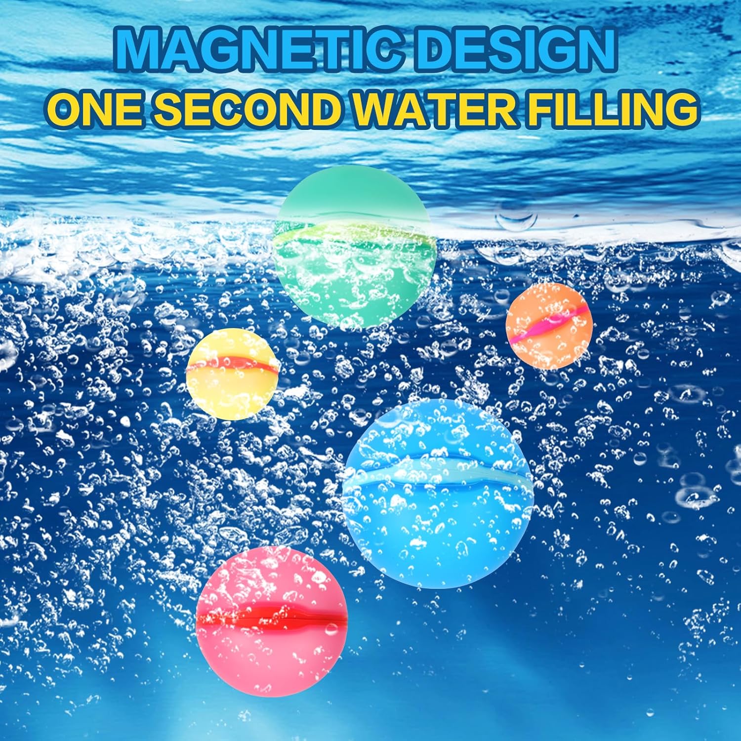 Reusable Water Balloons, 24 Pack Magnetic Refillable Water Balloons Quick Fill
