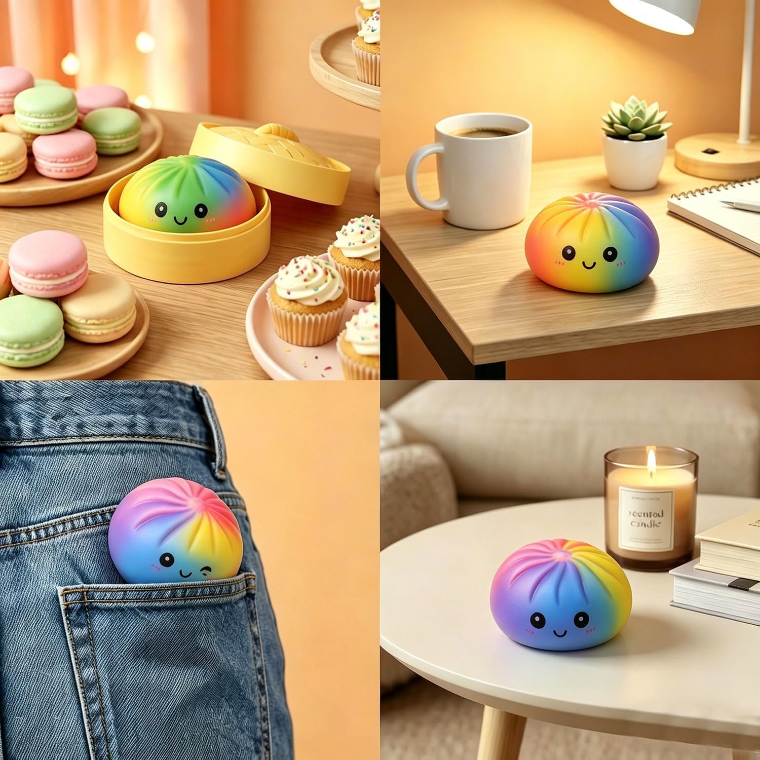 2 sets of colorful dumpling toys (with steamer box) - interesting squeeze dough stress-relieving balls